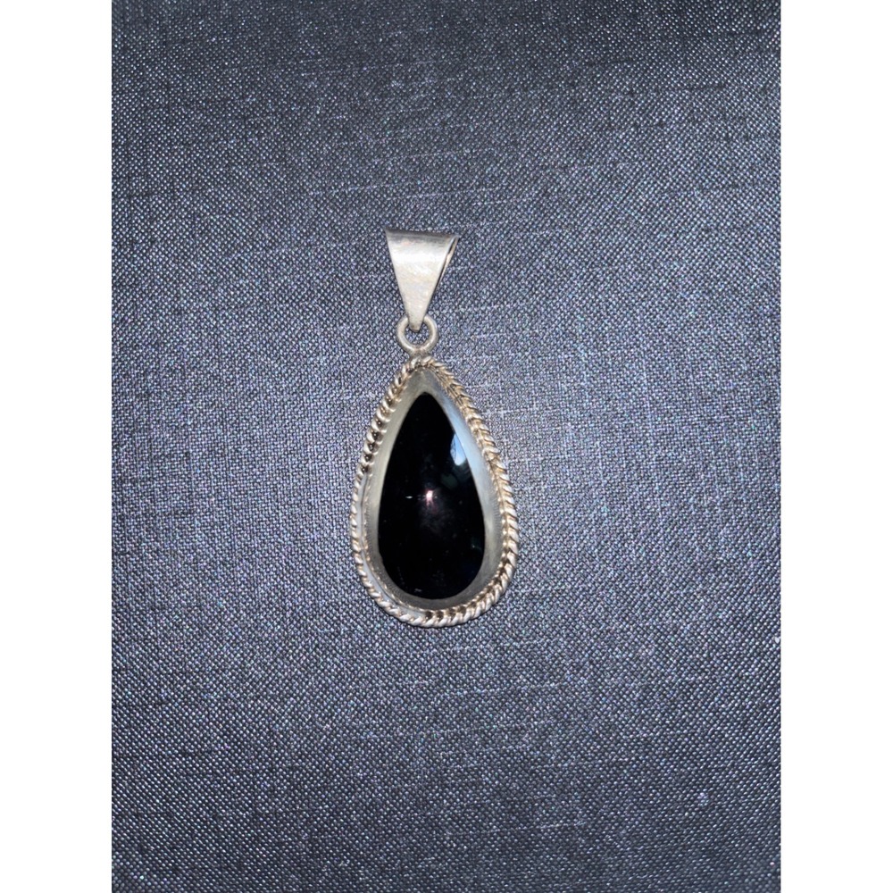 Onyx Pendant Unisex OS Black Mexico 925 Sterling Silver Teardrop
